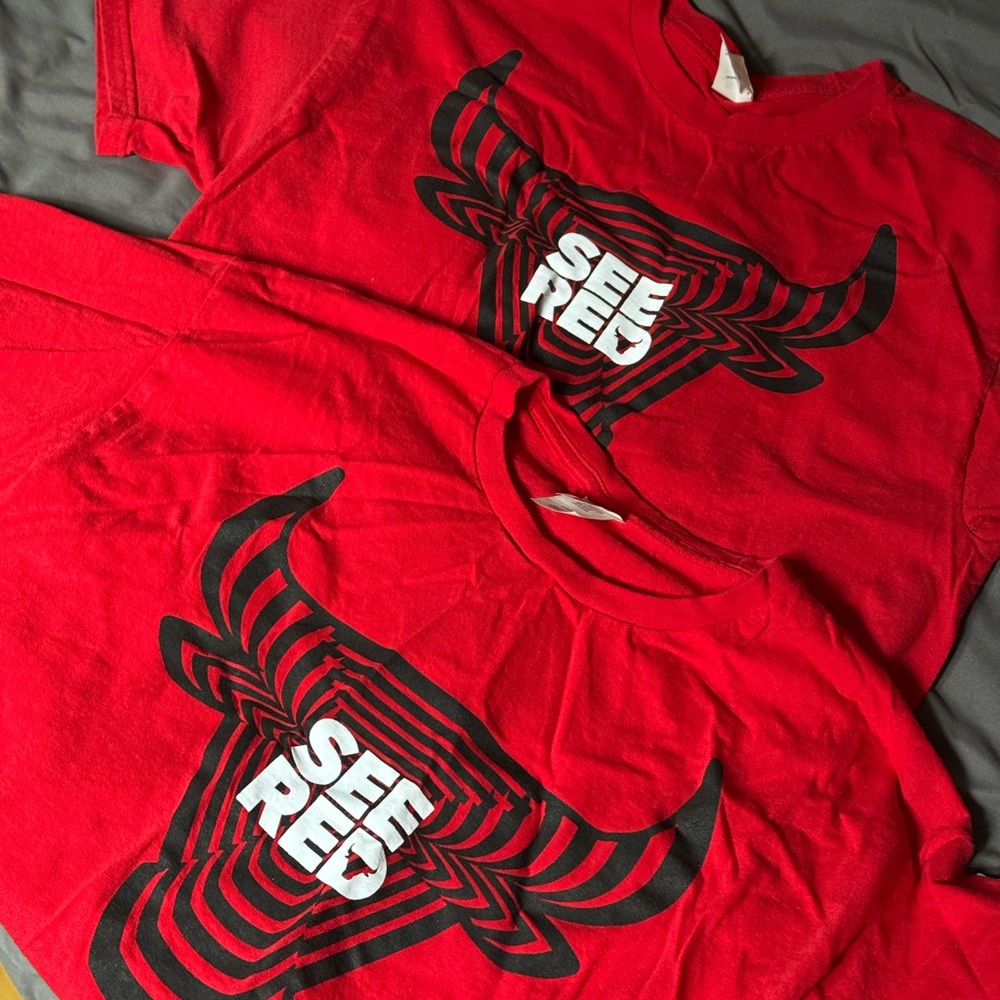 Red Graphic T-Shirt with Bull Design